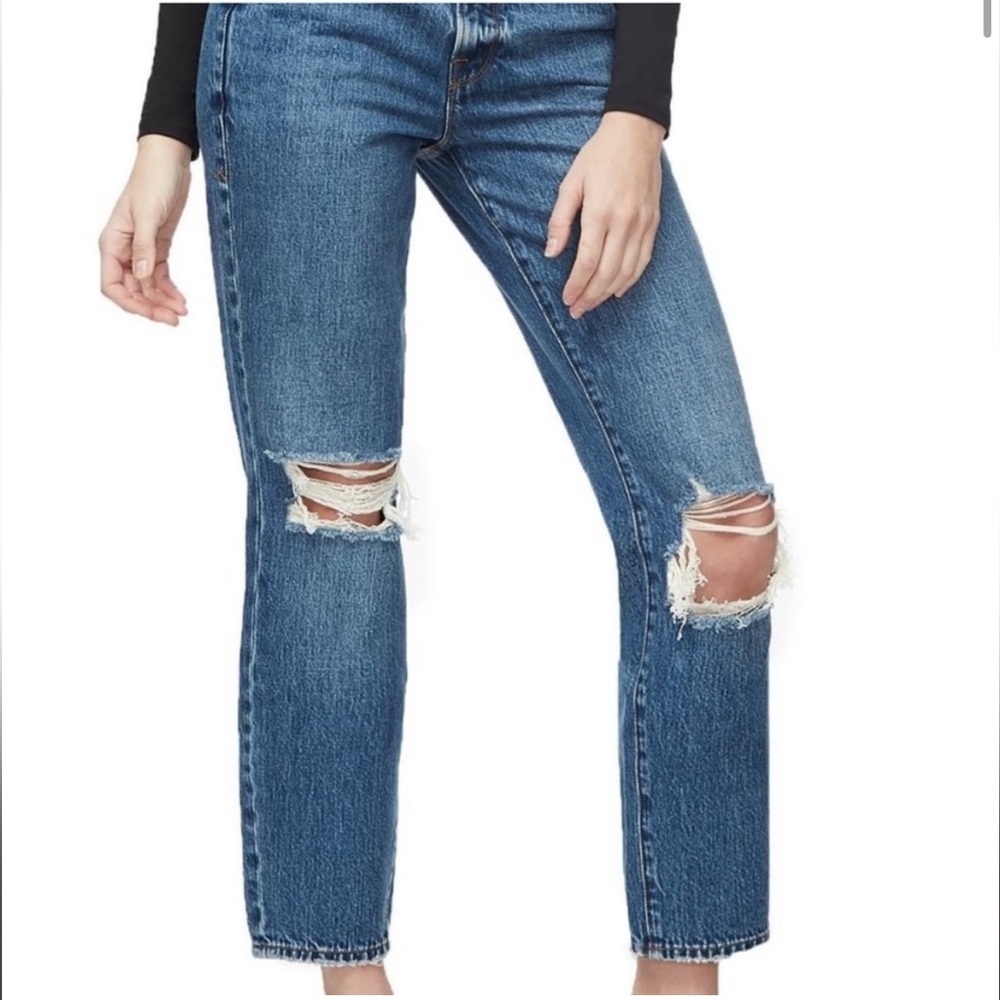 Good American Good Vintage Hi-Rose ripped straight
